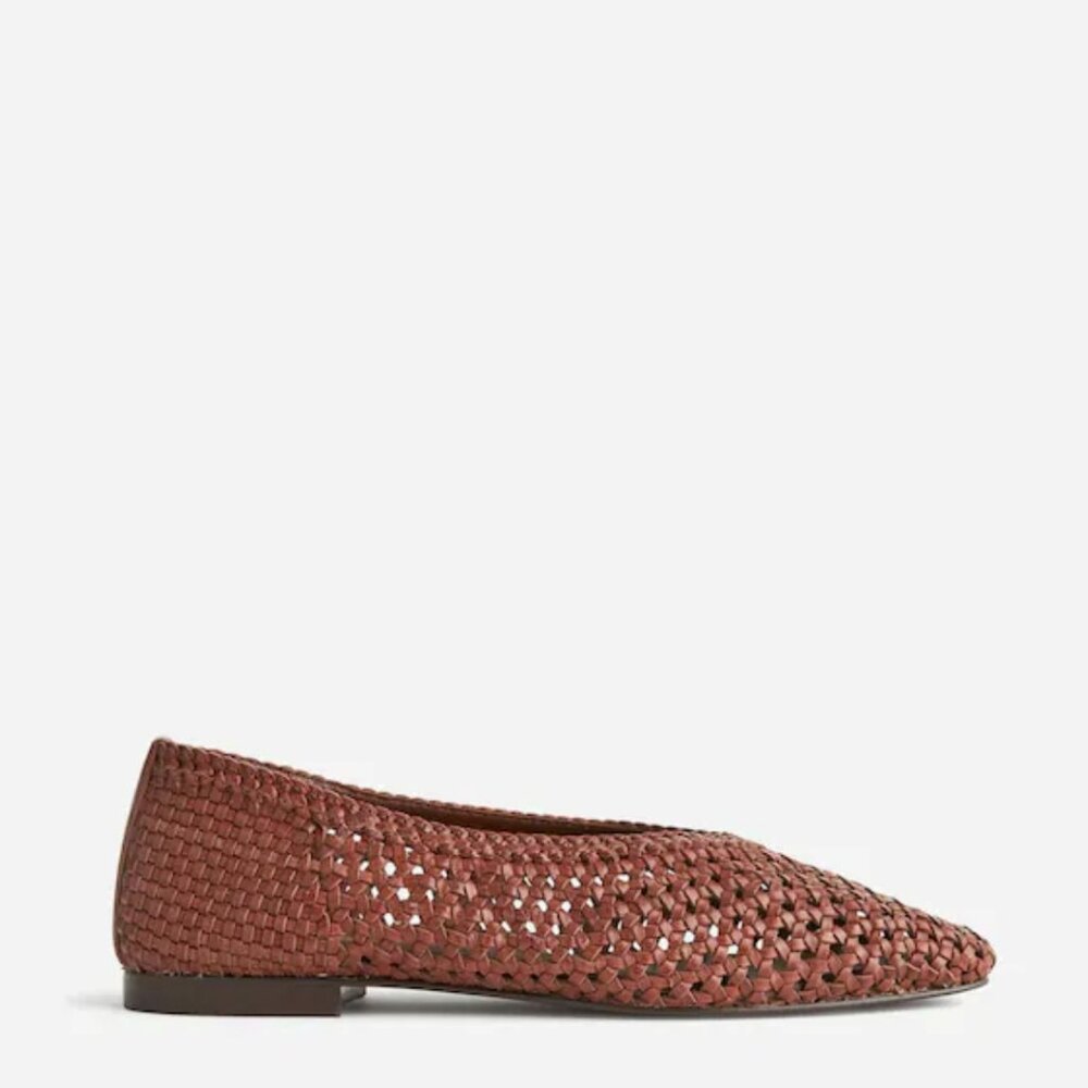 Madewell Mylie Ballet Flat in Handwoven Leather Cherry Wood - Picture 2 of 3